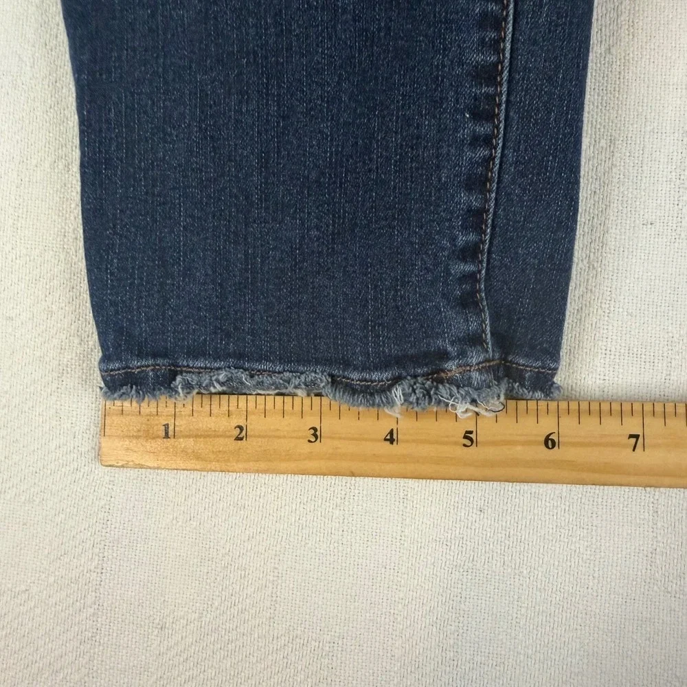 Skinnygirl Celeste Straight Leg Jeans Dark Wash Raw Hem Size 27/4 Blue 1436
